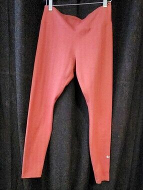 Nike Orange Herringbone Leggings Women’s Small/Medium Double‑Knit Athletic Pants